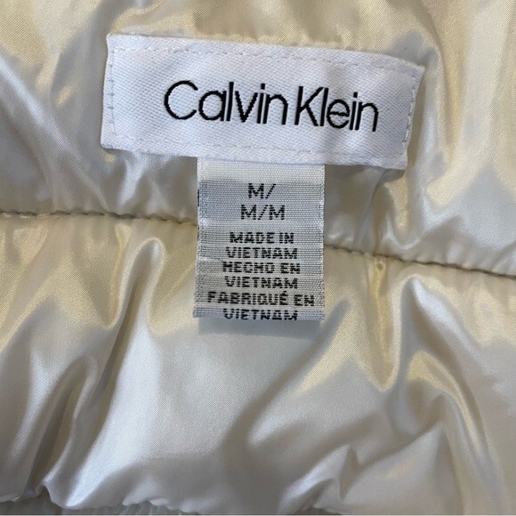 Calvin Klein Women's Sweater Trim Puffer Jacket Champaign Size M - Picture 8 of 12